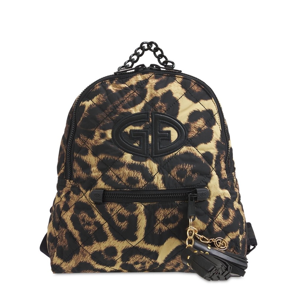 Goldbergh Mark Jaguar Print Quilted Backpack GB08302213 Leopard Animal Print NEW
